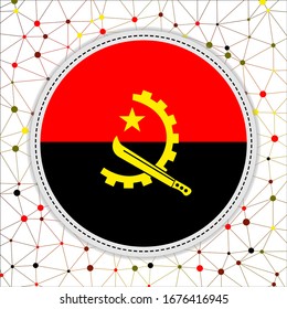 Flag of Angola with network background. Angola sign. Artistic vector illustration.