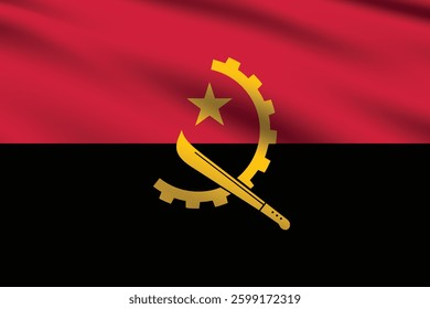 Flag of Angola. Angola flag official colors and proportion digital vector illustration. Wavy flag.