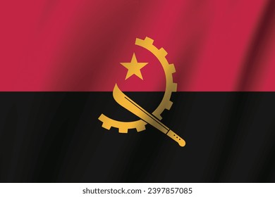 The flag of Angola. The official ratio. The wavy flag. Standard size. Standard color. Flag icon. 3d illustration. Digital illustration. Computer illustration. Vector illustration.