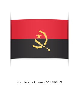 Flag of Angola, officially the Republic of Angola. Vector illustration of a stylized flag. The slit in the paper with shadows. Element for infographics.