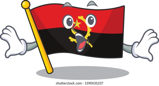 Flag angola Scroll Surprised gesture on cartoon character style