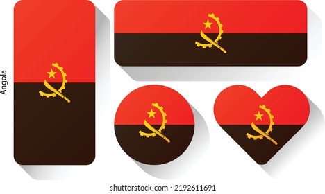 Bandera de Angola, conjunto de banderas , botón de bandera , Corazón de la bandera	