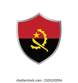 Bandera de Angola con marco de escudo plateado