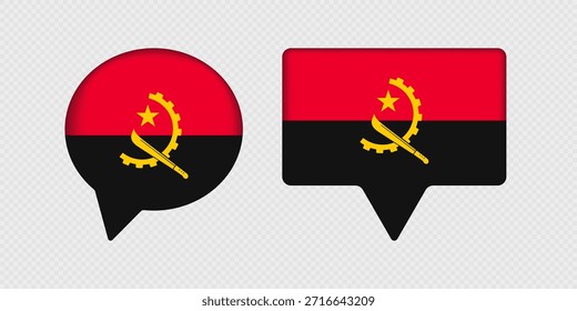 Bandera de Angola en burbuja de discurso.