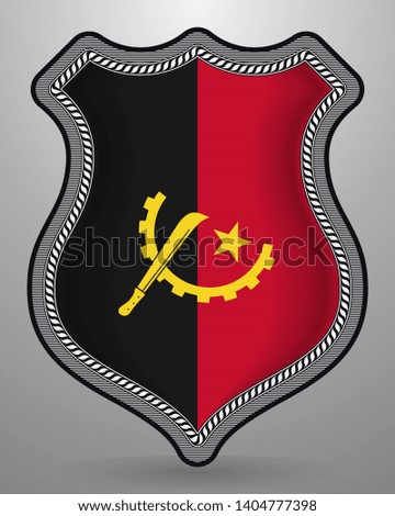 Flag of Angola. Vector Badge and Icon. Vertical Orientation Version. Isolated