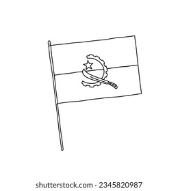 Flag of Angola. Vector, black and white hand drawn flag.