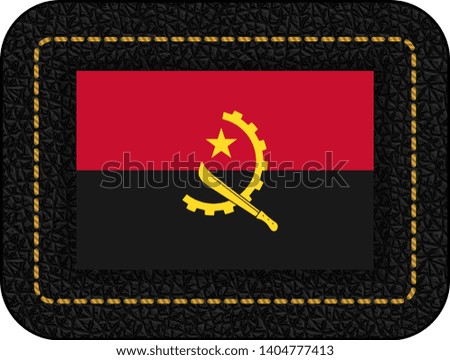 Flag of Angola. Vector Icon on Black Leather Backdrop. Aspect Ratio 2:3
