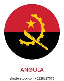 Flag of Angola, Angola flag vector illustration, Angola flag in a circle.