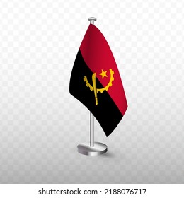 Flag of Angola. Vector illustration of a flag with flagpole on a transparent background (PNG).