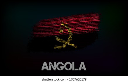 Flagge Angolas. Vektorillustration im Grunge-Stil mit Rissen und Abrieben. Gutes Bild für den Druck