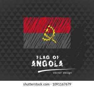 Flag of Angola, vector pen illustration on black background
