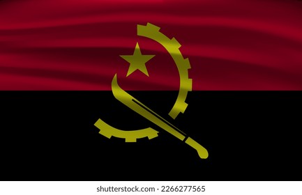 Flag of Angola, with a wavy effect due to the wind.