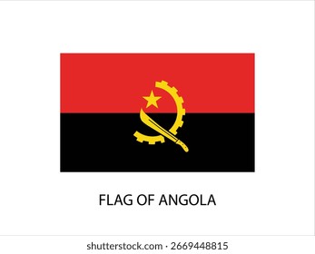 FLAGGE VON ANGOLA MIT TYPOGRAPHIE AUF WEISSEM HINTERGRUND