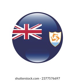 The flag of Anguilla. Button flag icon. Standard color. Circle icon flag. 3d illustration. Computer illustration. Digital illustration. Vector illustration.