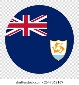 Bandeira de Anguilla. Anguila círculo bandeira ícone logotipo ícone computador vetor ilustração design. Fundo de tabuleiro de xadrez transparente.