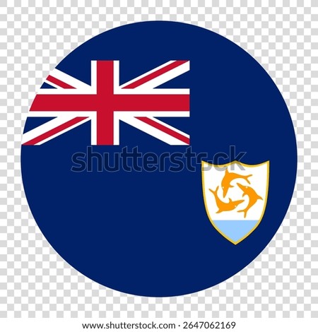 Flag of Anguilla. Anguilla circle flag logo icon computer vector illustration design. Transparent checkerboard background.