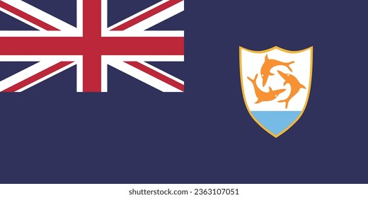 The flag of Anguilla. Flag icon. Standard color. Standard size. A rectangular flag. Computer illustration. Digital illustration. Vector illustration.