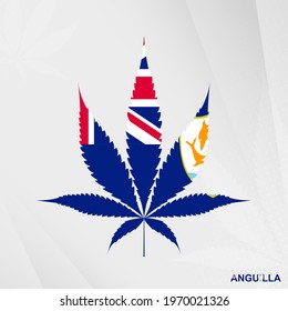 Flag of Anguilla in Marijuana leaf shape. The concept of legalization Cannabis in Anguilla. Medical cannabis illustration.