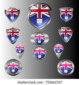 Flag Of In Anguilla Metal Shield And Button Collection
