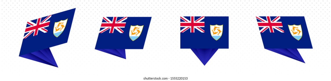 Flag of Anguilla in modern abstract design, vector flag set.