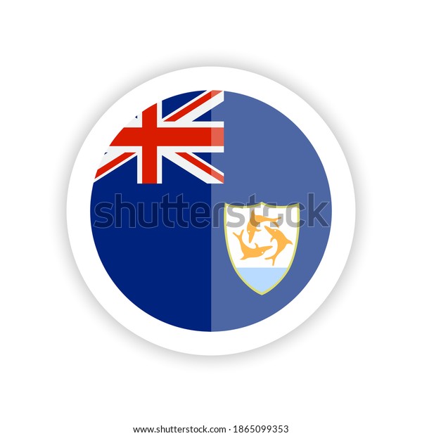 Flag Anguilla Round Flag Icon Stock Vector Royalty Free