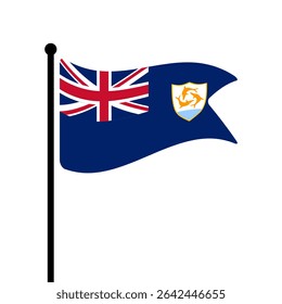 Bandeira de Anguilla. Design de ícone de ilustração de vetor de bandeira de Anguila. Bandeira de mastro flutuante.
