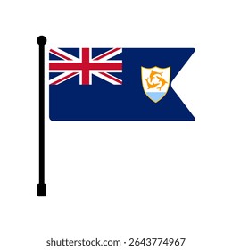 Bandeira de Anguilla. Design de ícone de ilustração de vetor de bandeira de Anguila. Ícone do sinalizador de polo.