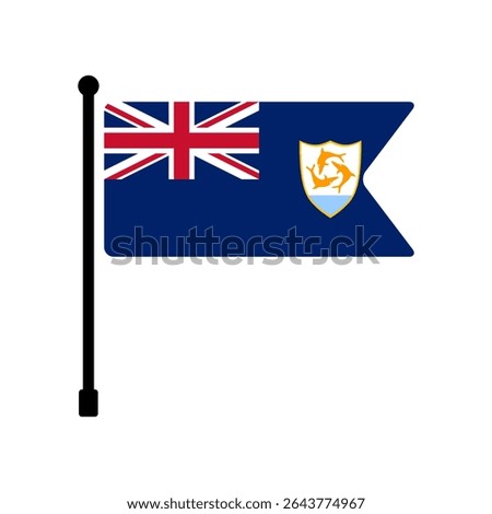 Flag of Anguilla. Anguilla flag vector illustration icon design. Flagpole flag icon.