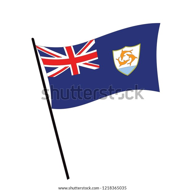 Flag Anguilla Anguilla Flag Waving Isolated Stock Vector Royalty Free