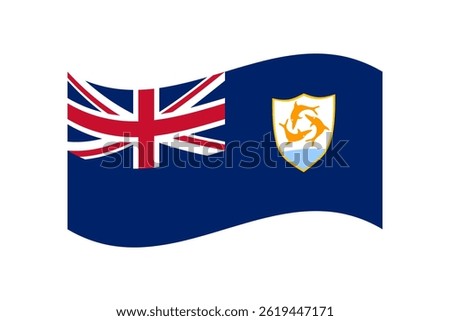 Flag of Anguilla. Anguilla wavy flag digital vector illustration. Fluttering flag.