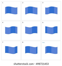 Flag animation. Vector illustration sprite sheet sequence waving flag