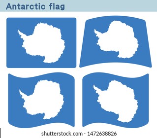 Flag of Antarctic. Flag icon set of Four different shapes. Vector Illustration.
