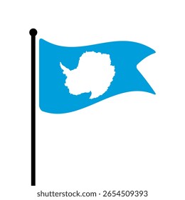 Bandeira da Antártida. Bandeira da Antártica computador digital vetor ilustração ícone design. Bandeira de mastro flutuante.