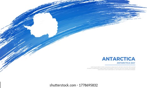 Flag of Antarctica country. Happy antarctica day background with grunge brush flag illustration