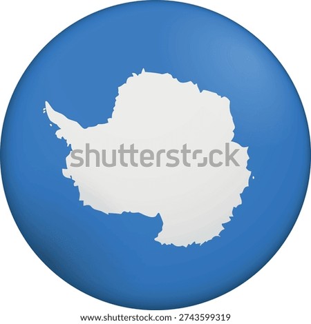 Flag of Antarctica. Glossy circular flag. Button appearance. 3D Icon Design with depth. Professional, tactile look. Perfect for representing national identity in digital interfaces and perfect for websites