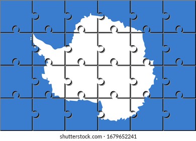 flag of antarctica made with jigsaw puzzle pieces