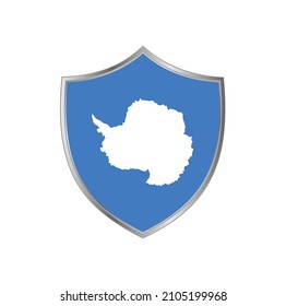 Flag of Antarctica with silver shield frame