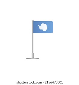 Flag Of Antartica. Flag Antartica On Flagpole. Vector Icon Isolated On White Background