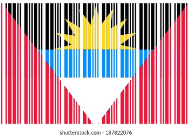 The Flag of Antigua and Barbuda in a Barcode Format