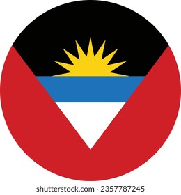 Flag of Antigua and Barbuda. Button flag icon. Standard color. Circle icon flag. Computer illustration. Digital illustration. Vector illustration.