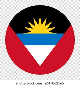 Flag of Antigua and Barbuda. Antigua and Barbuda circle flag logo icon computer vector illustration design. Transparent checkerboard background.