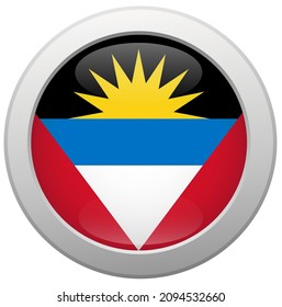 Flagge von Antigua und Barbuda in einem Kreis, Vektorgrafik.