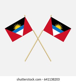 Flag of Antigua and Barbuda with flagpole. Vector illustration.