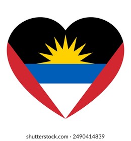 flag of Antigua and Barbuda in form of heart, symbol of love