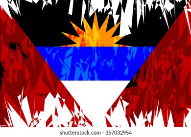Flag of Antigua and Barbuda in grunge style. Vector illustration.