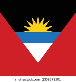 Flag of Antigua and Barbuda. Flag icon. Standard color. A square flag. Computer illustration. Digital illustration. Vector illustration.