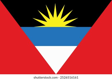 The flag of Antigua and Barbuda. Flag icon. Standard color. Vector illustration.	