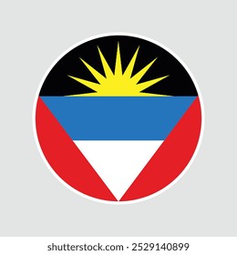 Bandeira de Antígua e Barbuda. Ícone Sinalizador. Cor padrão. Bandeira redonda. Ilustração do computador. Ilustração digital. Ilustração vetorial.