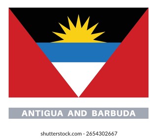 Bandeira de Antígua e Barbuda. Ícone Sinalizador. Cores padrão. Tamanho padrão. Bandeira retangular.