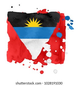 Flag of Antigua and Barbuda made of brush strokes. Vector illustration on white background. Elements for design.